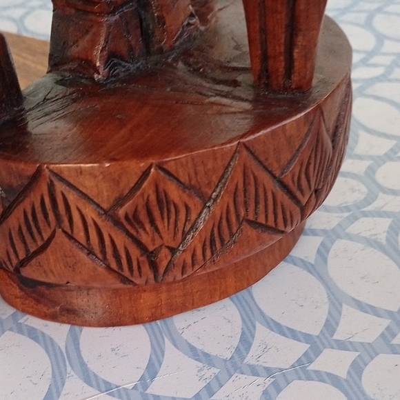 🐘 Vintage Hand Carved Wooden Elephant Bookends – Boho Safari Decor – Solid Wood - Picture 7 of 10